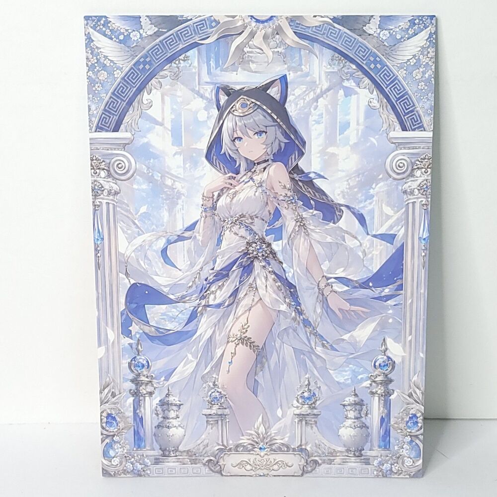 Cipher Blue White Wedding Waifu Card Anime Girl Wall Art Oversized Board A5